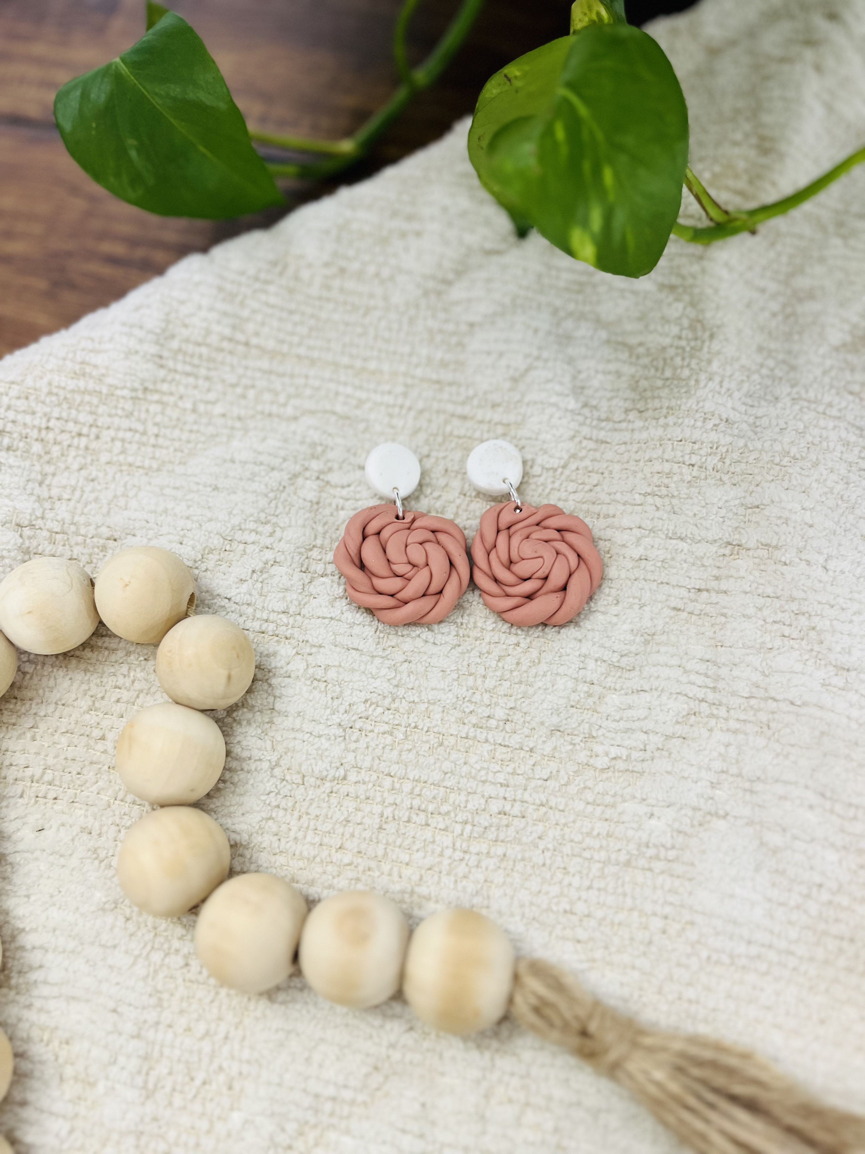 Pink Basket weave earrings